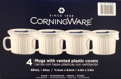 Corningware スープマグ 4個セット 蓋付き